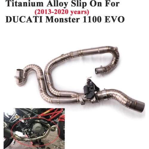 Titanium Alloy Full System Motorcycle Exhaust For DUCATI Monster 1100 EVO Modified Front Middle Link Pipe Without 51mm Muffler