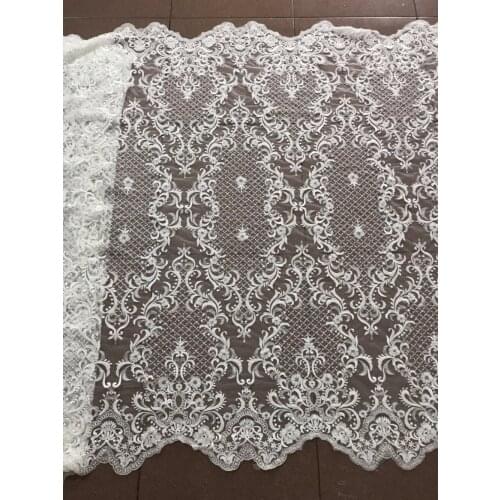 High Quality J-42048 French Tulle Lace African Lace Fabric Material with full beads