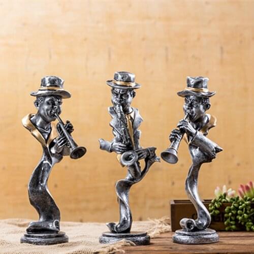 WU CHEN LONG Abstract Band Character Figurine Creative Art Instrument Music Figures Statue Resin Craft Home Decoration R4104