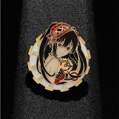Anime DATE A LIVE Tokisaki Kurumi Brooches Metal Enamel Badge Women Cosplay Pins Cartoon Clothing Brooch Decor Gifts