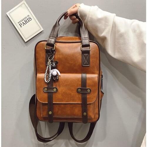 Women Anti Theft Backpacks Students Brown School Bags for Teenage Girls Waterproof Vintage Laptop Leather Big Travel Backpack