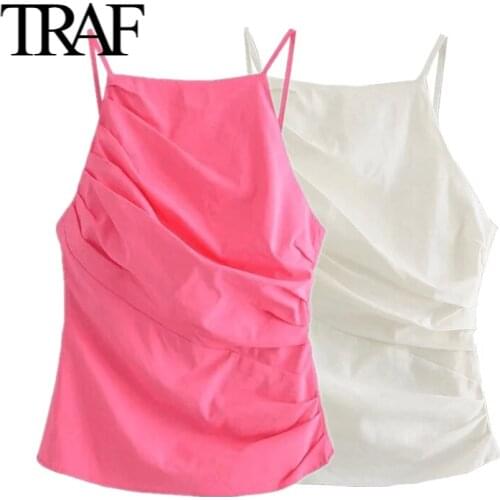 Za 2021 Summer Gothic Women Clothing Tank White Sling Corset Haut Femme Crop Top Blouses Roupas Femininas