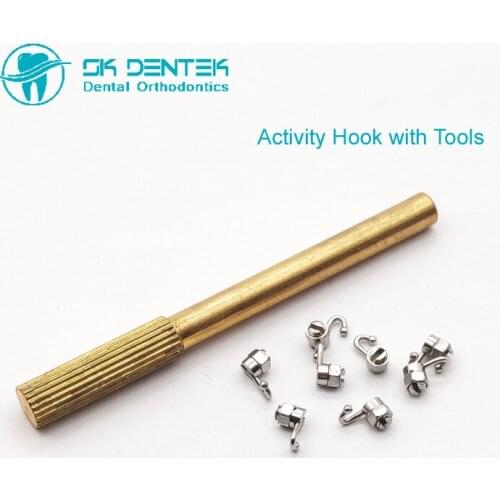 10pcs Dental Crimpable Hook Dental Lab Orthodontic Activity Hook Stops Lock Left & Right with Instrument Orthodontic Appliance