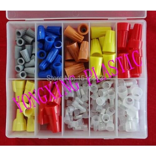 129piece/lot nylon material close end with screw on wrie connector 10 size mixed in box
