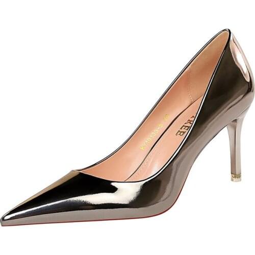 2021 High Heels Women Party Shoes Office Ladies Heeled Shoes Brand Women Pumps Pointed toe Thin Heel 8cm Plus Size 42 YX3188