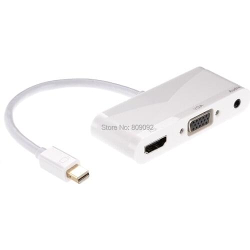 3 in 1 Mini DP Display Port to HDMI/VGA with 3.5mm Audio Adapter Cable Connector for Macbook