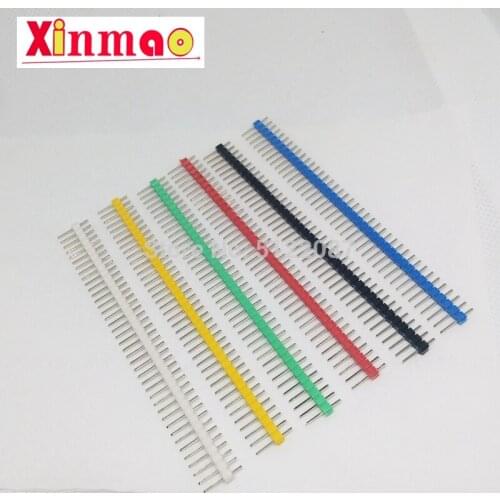 30pcs Pin Connector Male 2.54mm Pitch Pin Header Strip Single Row 40 pin Connector Kit for PCB board (6 Colors Each 5pcs)