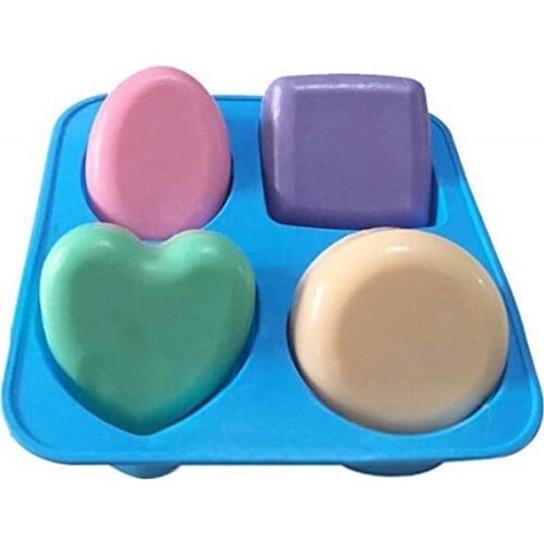 4 Cavity Soap Molds Round Oval Heart Square Shape Handmade Soap Mold Portable Unique Soap Making Tools