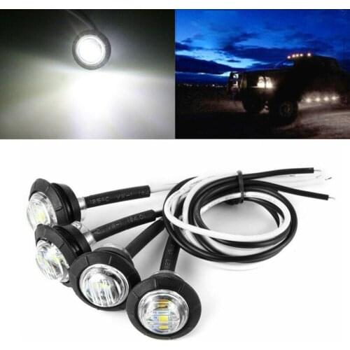 4pcs 12V 1W 80LM White Car Truck Trailer Round LED Bullet Button Side Marker Light Lamp PC Lens Auto Trailer LED Lights