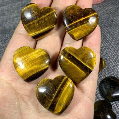 5pc Natural Tigers eye love heart pendant crystal hand-polished reiki healing 30mm