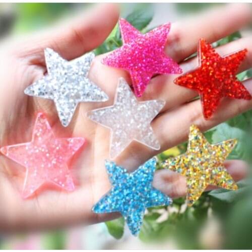 5PCS 39mm Resin Five-pointed Star Color Five-pointed Star Childrens Jewelry Accessories Resin Cream Mobile Phone Case