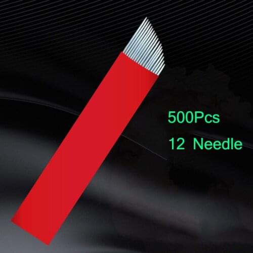 500Pcs 12 Flex Nano blades microblading needles Permanent Makeup Eyebrow Tattoo Needle Blade Microblade 3D Embroidery