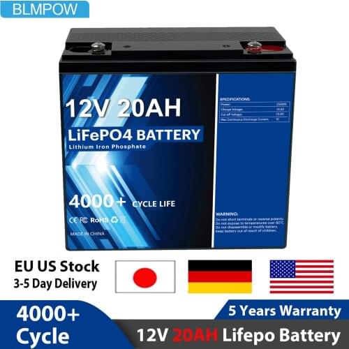 12V 20AH Lifepo4 Battery Pack 20AH Lithium Iron Phosphate Bulit-in BMS DIY 24V Battery For solar Boat Motor EU US TAX FREE