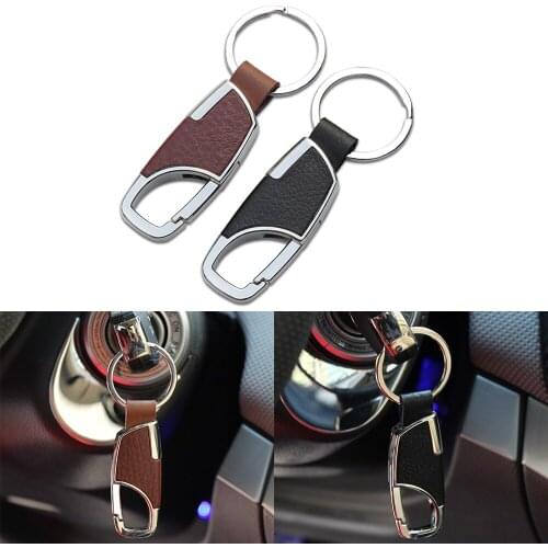 Car Styling Metal Head Layer Cowhide KeyChain For Chevrolet Spark Volt EPICA Malibu Camaro Cobalt Orlando
