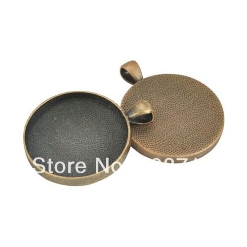 Free Ship!!!50pcs DIY 30mm Antique Copper Blank Photo Pendant Trays. Vinatge & Cabochon Bezel Settings