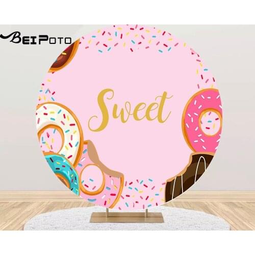 Candy Land Fashion Birthday Round Banner Event Photography Photo Zone Party Round Background Cylinder Covers Photocall