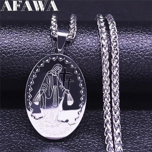 2021 Hip Hop Goddess Stainless Steel The Madonna Necklaces Women/Men Silver Color Necklace Chain Jewelry Chain N6006S02