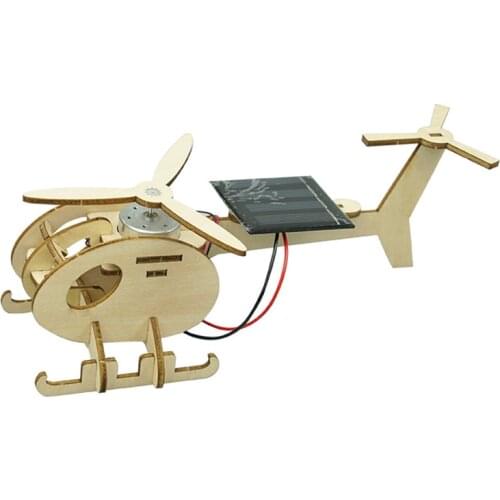3D Wooden Puzzle Solar Energy Powered Airplane Model Kit Mechanical Craft Set Educational Toy for Kids & Adults