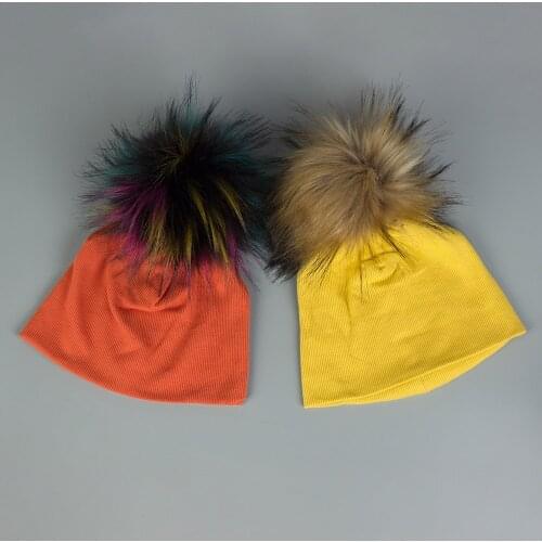 Kids Ribbed Knitted Skullies Beanies Baggy Thicken With Pom Pom Baby Girls Winter Warm Hats Toddler Fashion Solid Hairball Caps