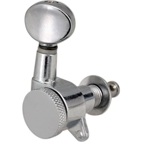 Electric Guitar Tuners, Tuning Key Pegs/Machine Heads for Electric Guitar with Silver Plated Buttons 6R (Pack of 6)