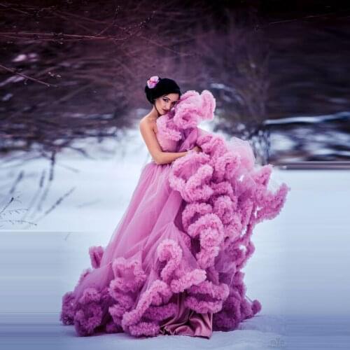 Violet Dream Princess Tulle Formal Party Gowns Maternity Dresses vestidos robe New Puffy Ruffle Hemlines Ruffles Lush Prom Dress