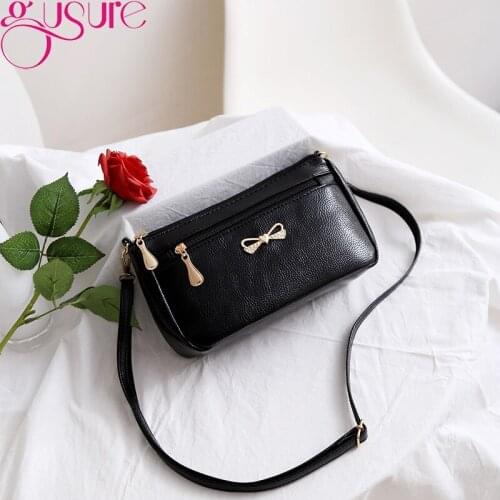 Gusure Simple Fashion Pocket Crossbody Shoulder Bags for Women PU Leather Purse Ladies Small Handbags Tote Female Messenger Bag