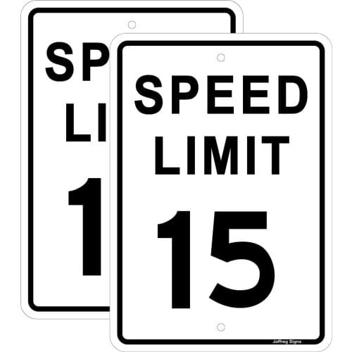 Joffreg 2 Pack Speed Limit 15 MPH Sign,17 X12 Inches,Reflective Aluminum Room Decor Laundry Room Decor Wall Decoration Metal
