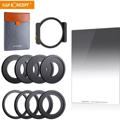 K&F Concept GND8 metal Square Filter 100*150mm Neutral Density Filter Multi-Coated with Filter Holder 8pcs Filter Ring adapters