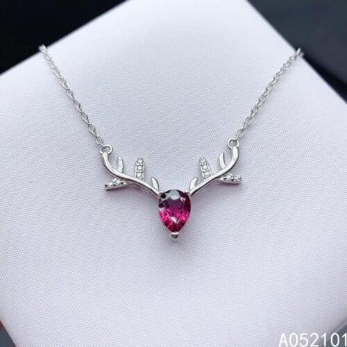 KJJEAXCMY fine Jewelry 925 Sterling Silver Natural Garnet Girl fashion Pendant Necklace Support Test Chinese style hot selling