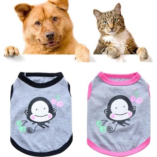 Cute Monkey Pattern Summer Dog Shirt Cotton Casual Pet Vest Comfortable Dog Clothes For Small Dog T-Shirt Puppy Dog Clothes