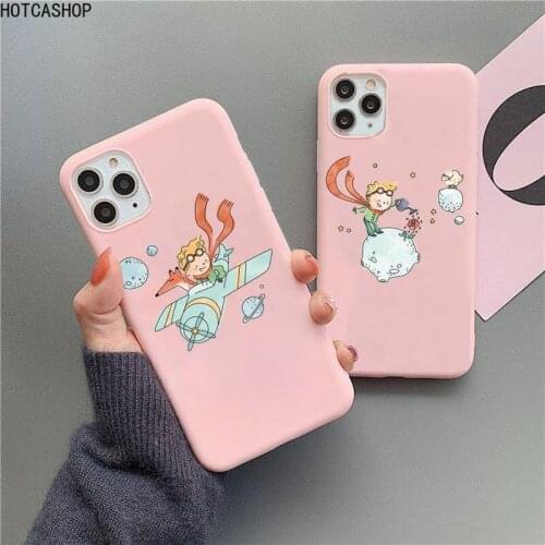 Cute cartoon Little Prince Phone Case For iphone 12 11Pro Max Mini XS 8 7 6 6S Plus X SE 2020 XR Matte Candy Pink Silicone cover