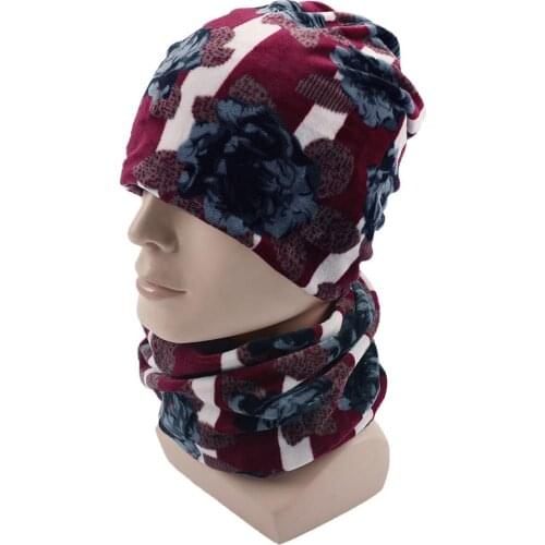 Outdoor men women ski multi-function hat scarf winter warm hat scarf cycling winter hat dual-use velvet leopard variety warm