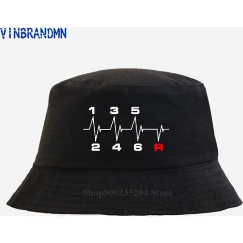 Fashion Funny 6 Speeds Gear Shift Manual Transmission Heartbeat Bucket hats Racing Car Race driver Roadster Save the Manual hats