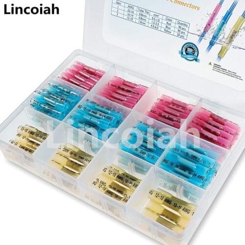 100/200PCS Heat Shrink Butt Connectors Kit Insulated Waterproof Electrical Marine Automotive Wire Crimp Terminals Butt Splice