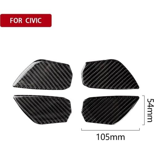 4pcs Carbon Fiber Stickers Interior Door Handle Bowl Cover Panel Trim Protector Strip for Honda Civic 10th 2016-2019