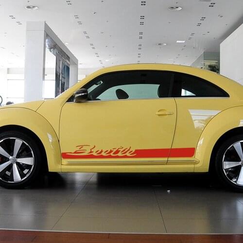 2 Pcs Car Styling Beetle Lettering Side Stripe Skirt Stickers Graphics Decal for VW Volkswagen Beetle 1998-2011 Accessories