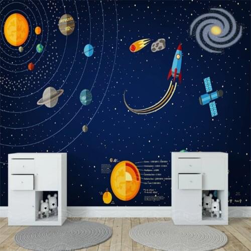 Seamless wallpaper Hand painted space universe childrens room background wall painting