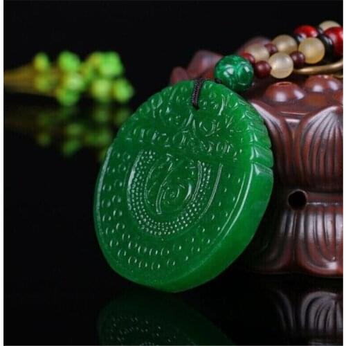 Natural Green Jade Pendant Hand Carved Jadeite Necklace for Women Men Fashion Accessories with Chain Jewelry