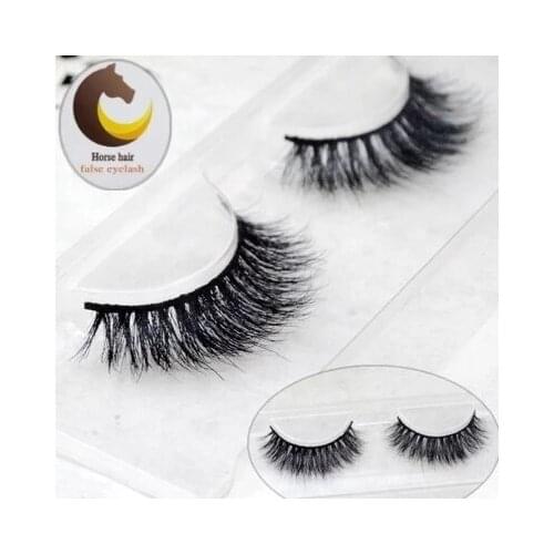 Wholesale 2016 New stlye Black 100% Real Horse Hair Thick Long High quality Fake Eye Lashes Cross False Eyelashes Makeup Tools