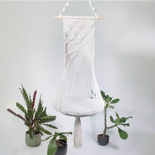 Macrame Cat Swing Bed Pet Hanging Beds Tassel Cats Toy Handwoven Cotton Rope Hanging Basket Tapestry Home Decor Pet Cat Hammack