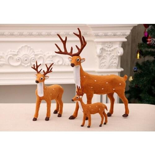 3 Sizes Christmas Sika Deer Ornaments Reindeers Plush Gifts for Children Simulation New Year Party Table Festival Decor