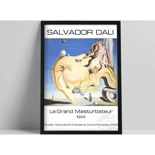 Salvador Dali Exhibition Museum Poster, Le Grand Masturbateur Wall Painting, Spain Surrealism Wall Art, Vintage Wall Stickers
