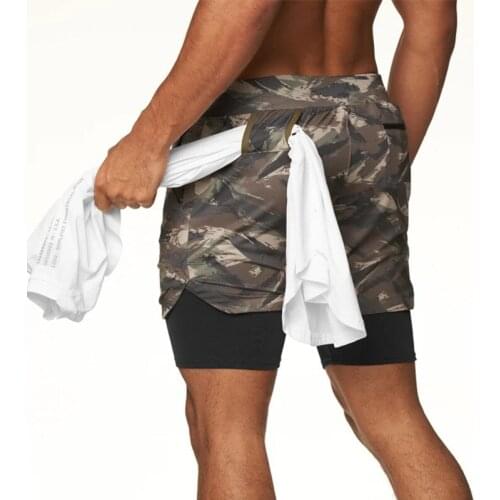 The top item of the year 2021 is 2 In 1 double-decker Fast drying gym gym shorts Fitness jogging workout shorts Men gym shorts