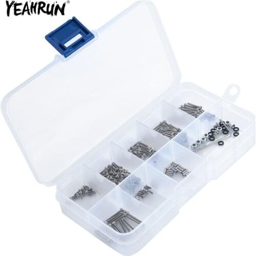YEAHRUN 186pcs Metal Screws Box Set for Axial SCX24 90081 1/24 RC Remote Control Crawler Car Truck Upgrade Parts Accessories