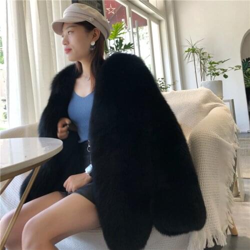 2020 full pelt Ladies Natural Fox Fur thickening warm coat women jacket multicolor womens jacket