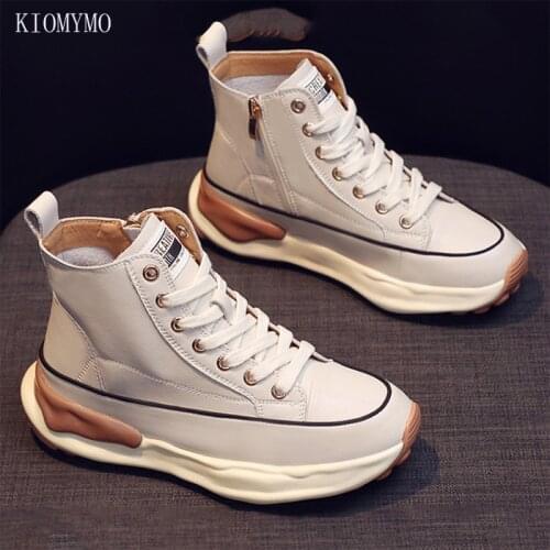 White Shoes Womens Shoes 2021 Korean Version Of The Autumn New Thick-Soled Increased Casual Flat-Soled Womens Shoes Trend
