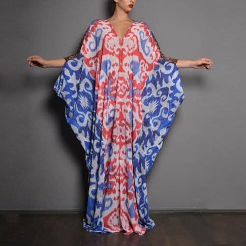 RMSFE 2021 Ladies Long Sleeve V-Neck Fashion Printing Casual Sexy Robe Temperament Simple Dress