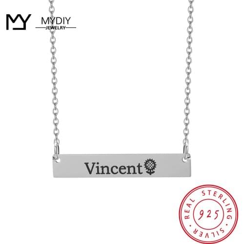 925 Sterling Silver Custom Name Necklace Personalization Carving Jewelry Pendant подвеска Initial Necklace именные подвески