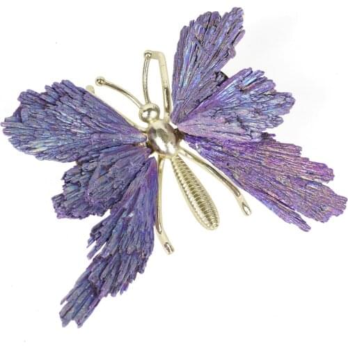 1pcs Natural Stones Butterfly Black Tourmaline Plating Colors Quartz Mineral Crystals Home Decor