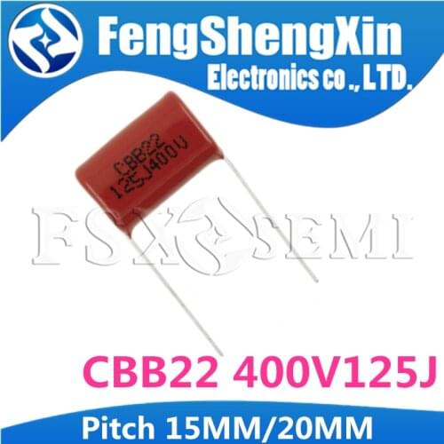 10PCS 400V125 1UF Pitch 15mm 20MM 400V 125 1.2uF CBB 125J400V Polypropylene film capacitor